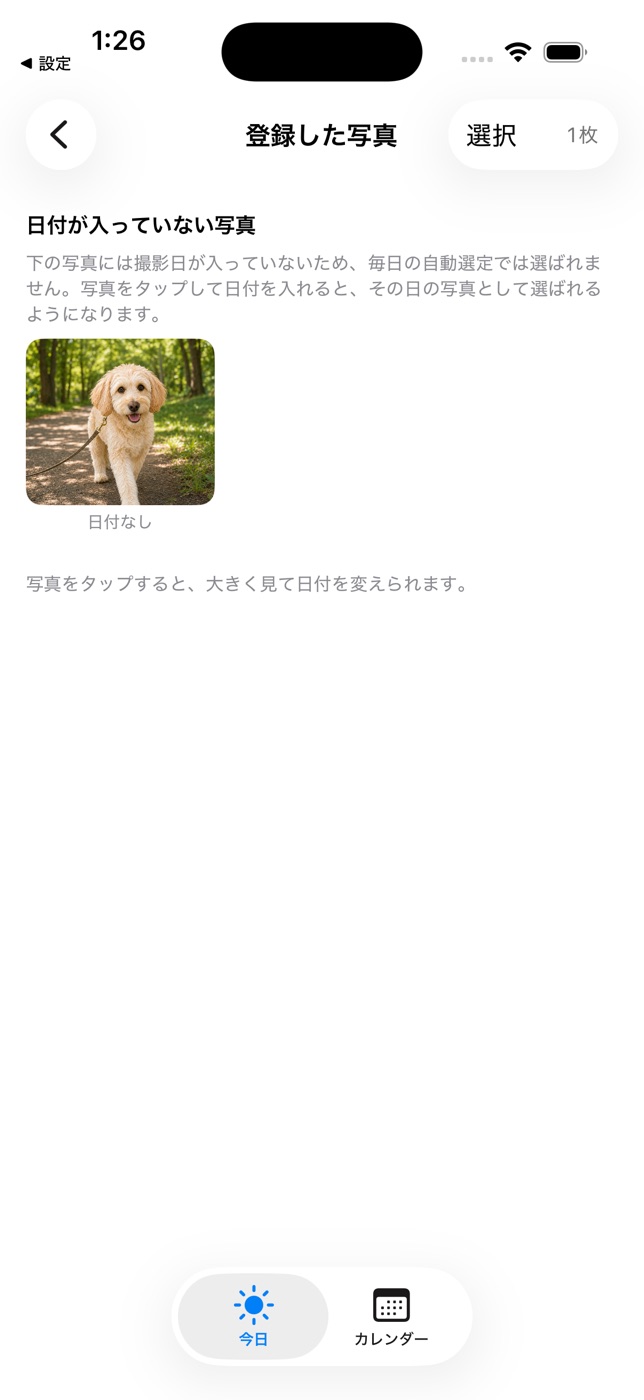 登録した写真の一覧